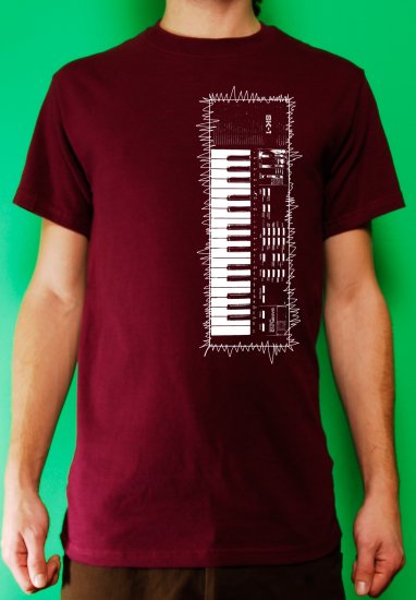 Casio sk-1 sampling synth keyboard analog retro vintage Mens Burgundy t-shirt