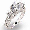 3 Stone Diamond Cubic Zirconia with Filigree Band - size 7