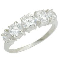 Sterling Silver Diamond CZ Anniversary Ring - size 6