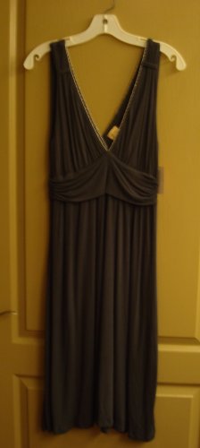 ELLA MOSS Grey GRAY V-Neck Dress Beading Soft Pretty L