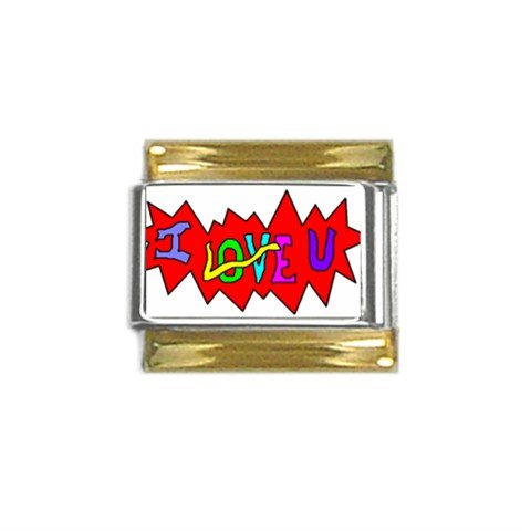 I Love U Gold Trim Italian Charm (9mm)