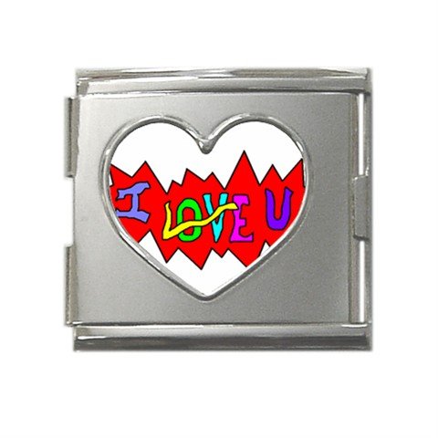 I Love U Mega Link Heart Italian Charm (18mm)