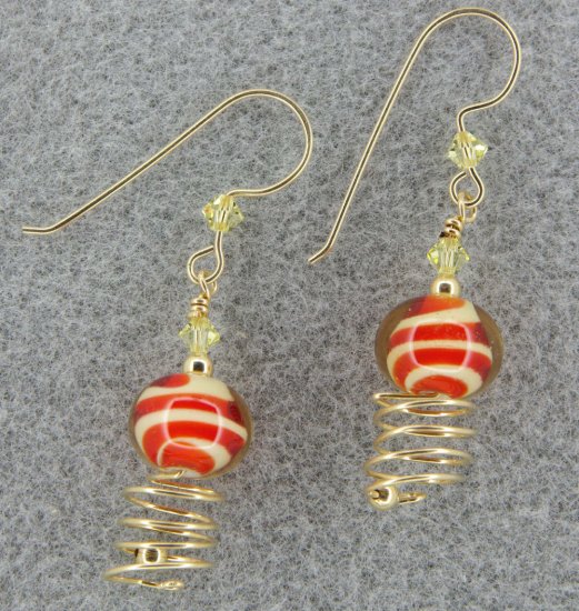 Passion Fruit orange lampwork earrings