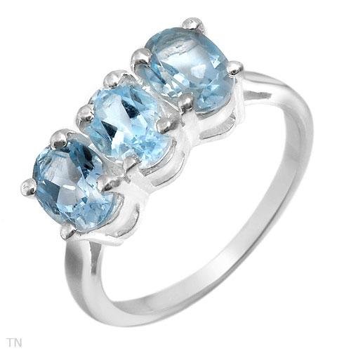 3.0 ctw Genuine Topaz & .925 Sterling Silver Ring Sz 7