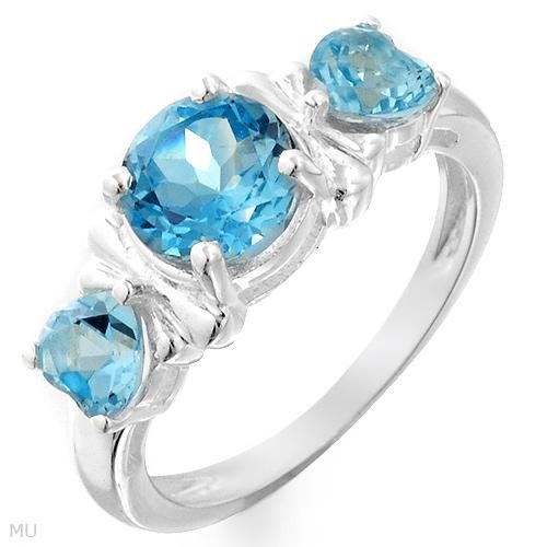 Genuine 2.6ctw Genuine Topaz & .925 Sterling Ring Sz 8