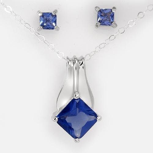 Stud Earrings and Necklace With Genuine Crystal 18 in