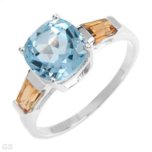 4.60ctw Genuine Citrines and Topaz Sterling silver Ring - Size 6