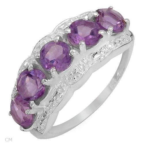 2.50ctw Genuine Amethysts & Sterling silver Ring Sz 7