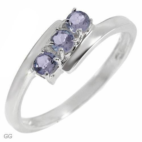 Stylish Ring With Genuine Tanzanites in 925 Sterling silver- Size 7