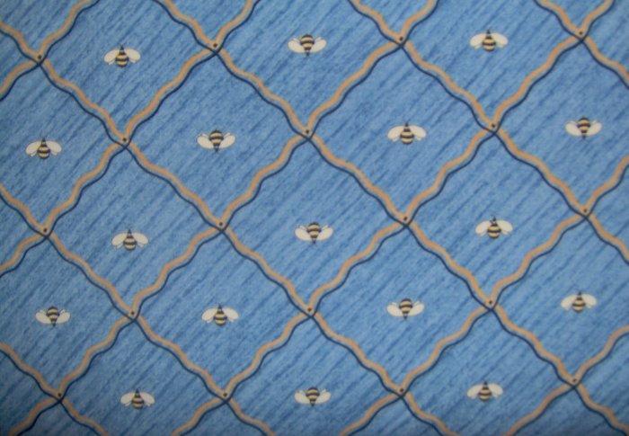 CREATIVE WOMAN Blue & Gold Quilting Bee Diamonds FABRIC SSI DEBBIE MUMM 2.67 YDS LAST PIECE