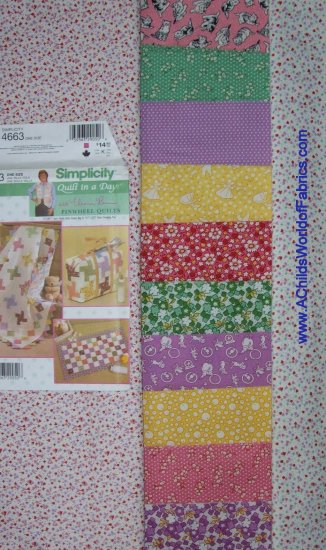 Quilt in a Day Eleanor Burns Pink Purple Pinwheel QIAD Kit w/ Backing Fabric RJR 30's Reproduction