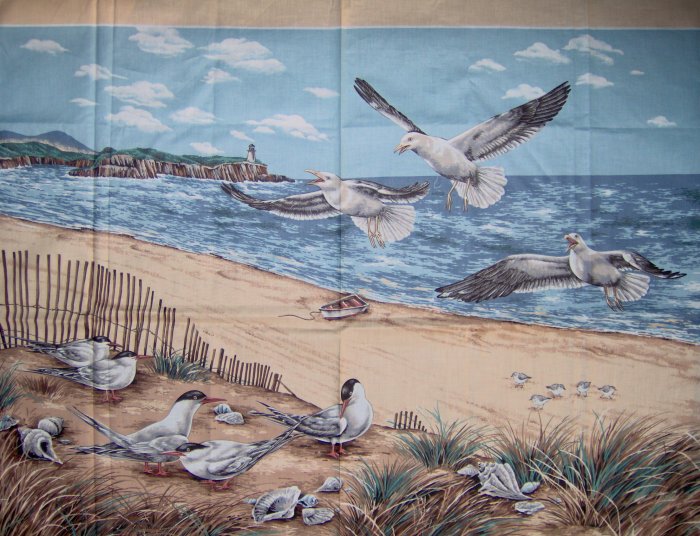 LAST PIECE! Cranston Print Works Shorebirds Collection Beach Wall Hanging Fabric Panel