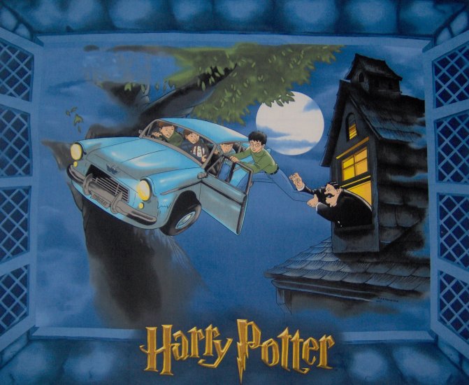LAST PIECE! Harry Potter Flying Car Kids Cotton Fabric Panel