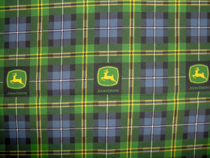 LAST PIECE! JOHN DEERE TRACTORS Shirt Plaid Logo FABRIC
