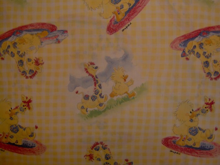 LAST PIECE! Little Suzy's Zoo Witzy Patches on Yellow Gingham KIDS COTTON SEWING FABRIC