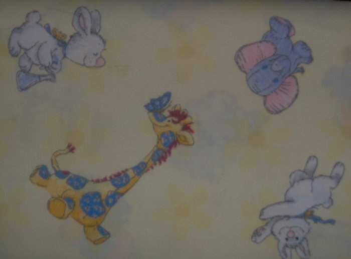 Little Suzy's Zoo Character Toss on Yellow Daisies Cotton Kids Fabric Fat Eighth F8 F8th