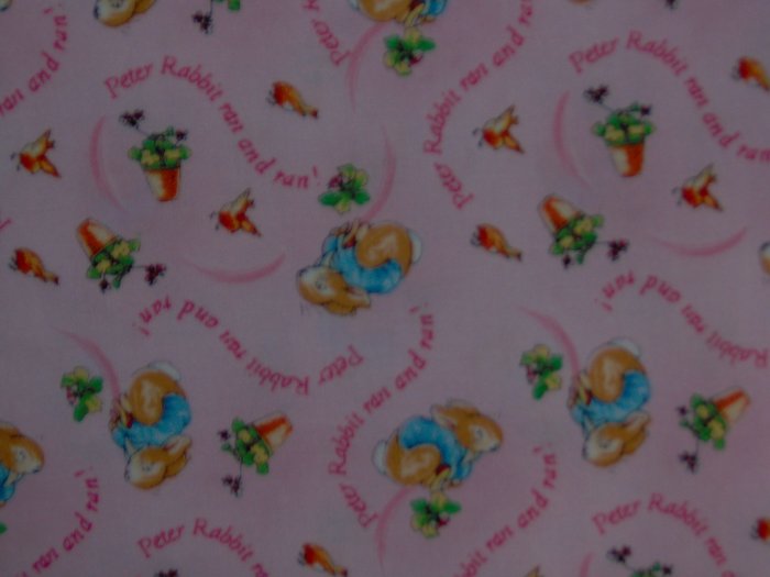 Beatrix Potter Pink Peter Rabbit Ran and Ran Kids Cotton Fabric OOP HTF
