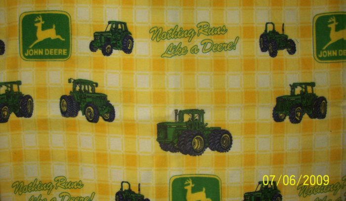 JOHN DEERE TRACTOR Modern Tractors Allover Yellow Plaid FLANNEL FABRIC FAT QUARTER FQ
