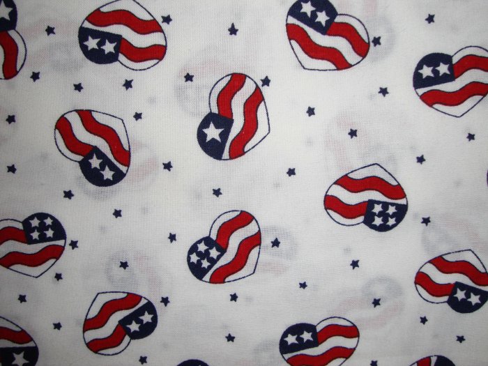 Americana Map Hearts on White Fabric by Oakhurst Textiles Fat Quarter