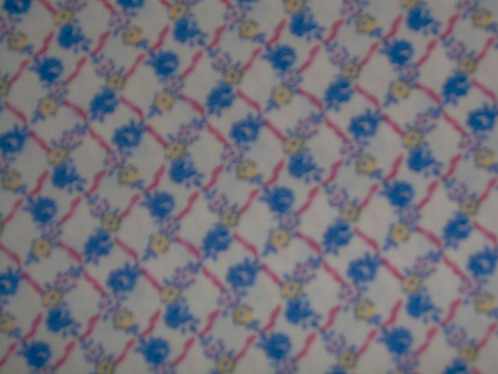 RJR Hooked on Hankies Blue Pink Yellow Flowers Lattice Fabric Fat Quarter FQ