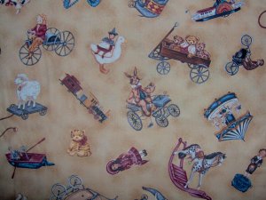 SALE! Country Hearts Toy Shoppe Toss on Tan Cotton Fabric by Timeless Treasures Fat Eighth F8 F8th