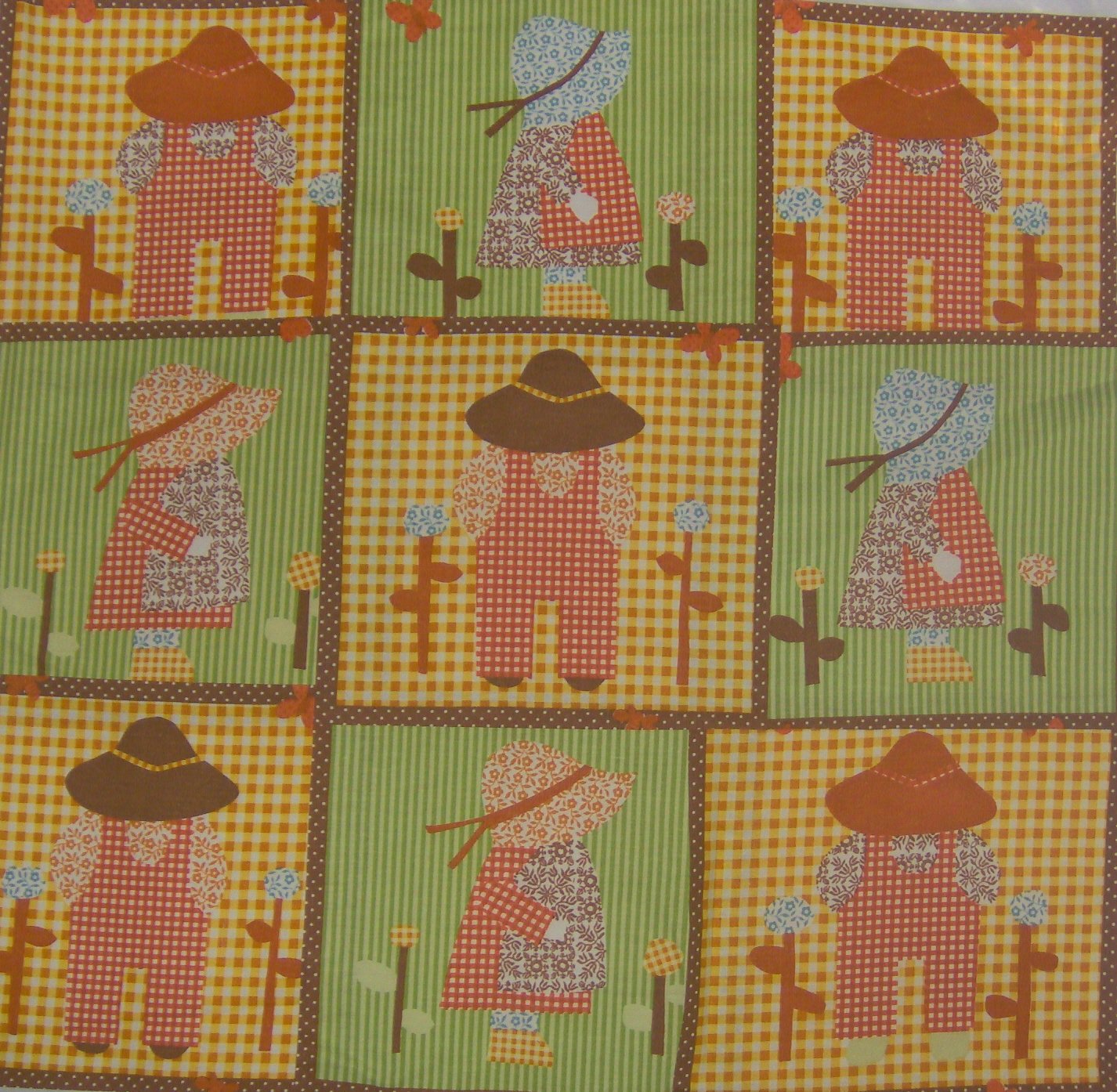 Vintage Waverly Sunbonnet Sue and Overall Bill Fabric Squares LAST BLOCKS!