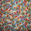 F8 Peter Pan Quilter's Delight Red Gold Cream Flowers on Light Blue Fabric Fat Eighth F8th