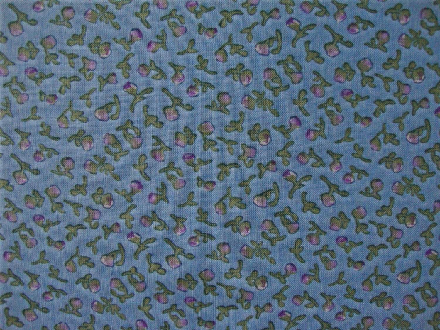 FQ Garden Delights Purple Flowers on Light Blue Fabric Fat Quarter by AE Nathan