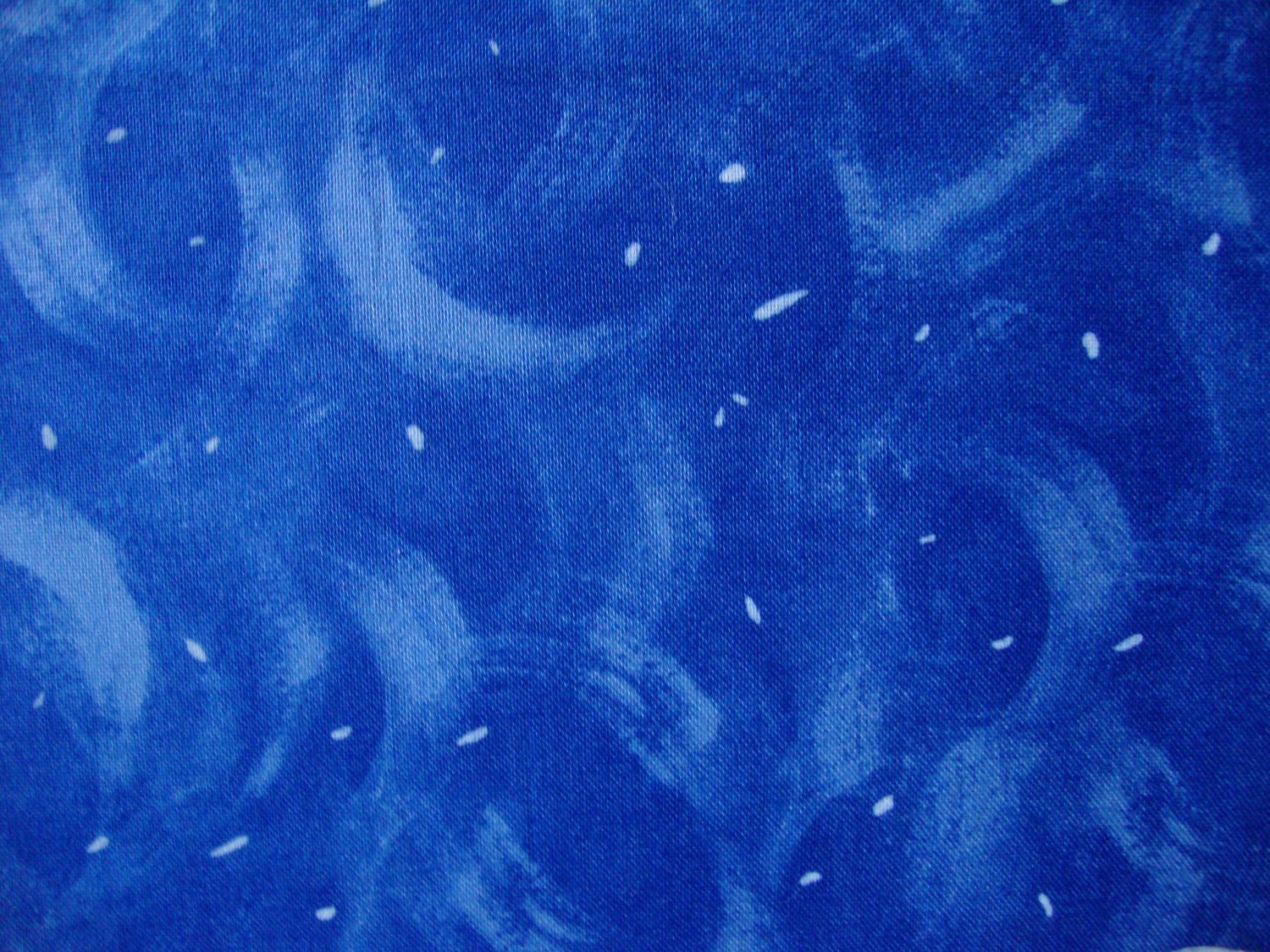 FQ White Speckles on Blue Swirls Cotton Fabric Fat Quarter by Marcus Brothers