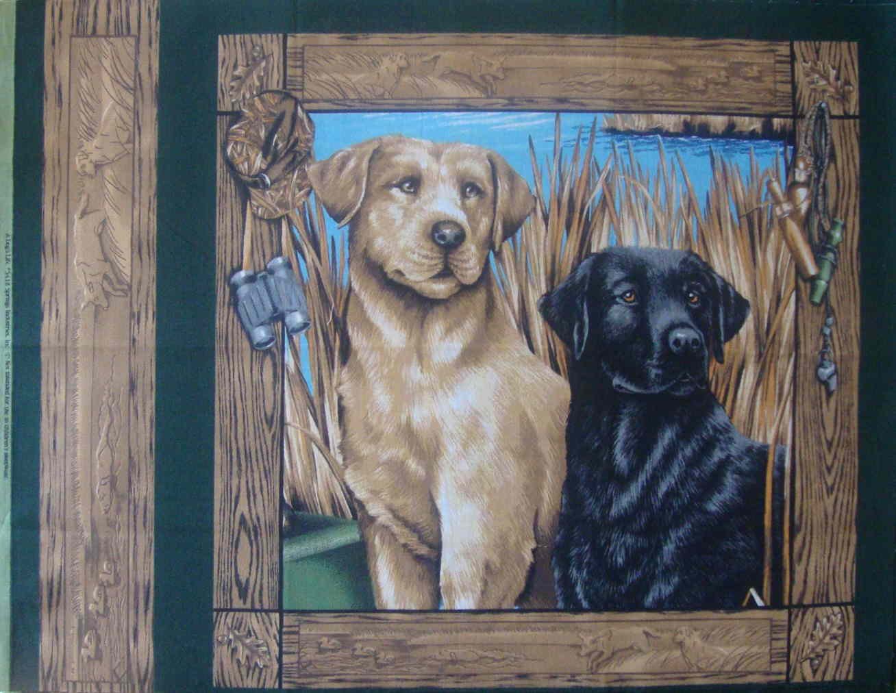 FQ A Dog's Life Black & Yellow Labs Pillow Quilt Block Cotton Fabric Fat Quarter