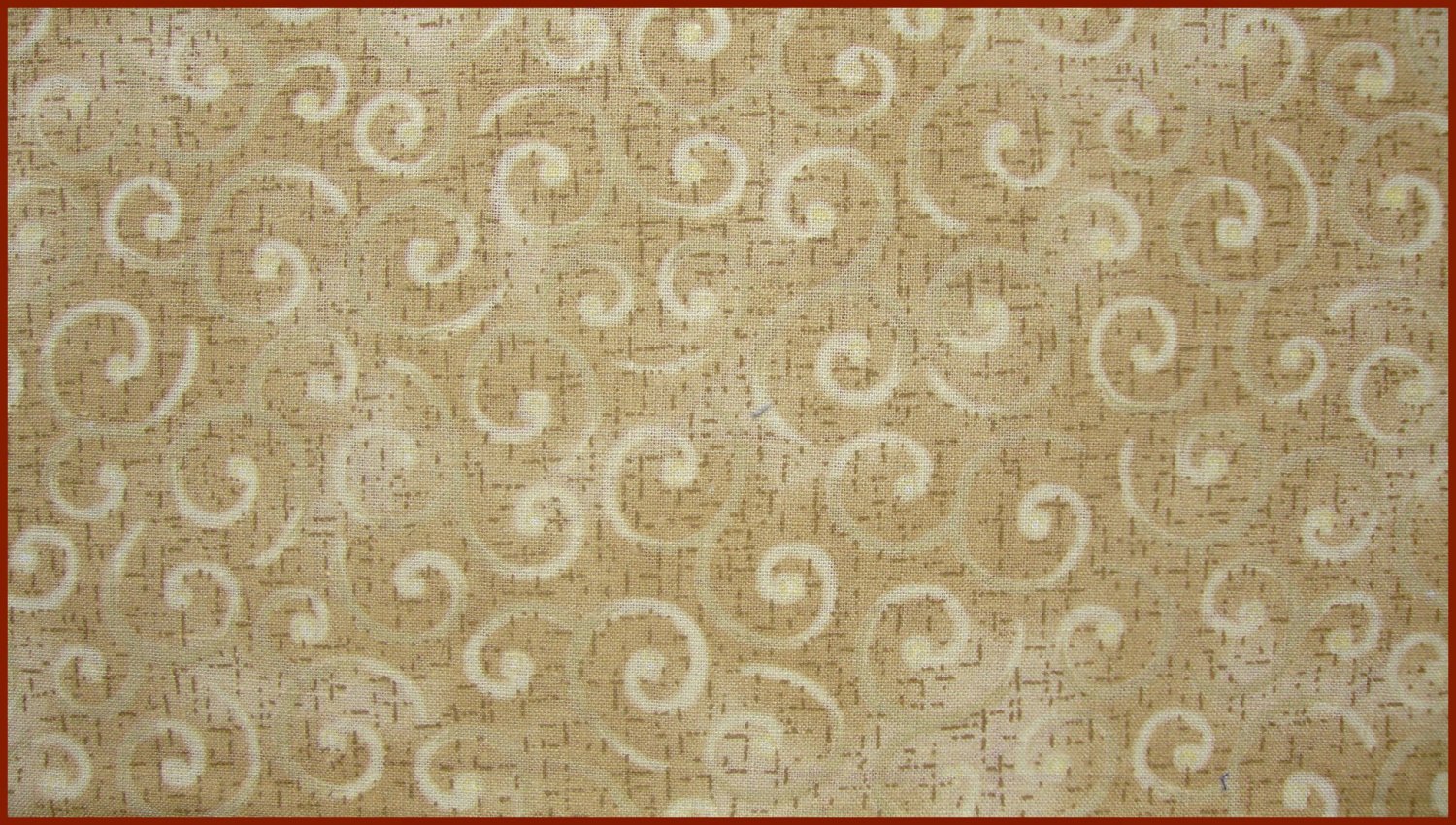 FQ Harvest Melody Cream & Tan Swirls Cotton Benartex Fabric Fat Quarter