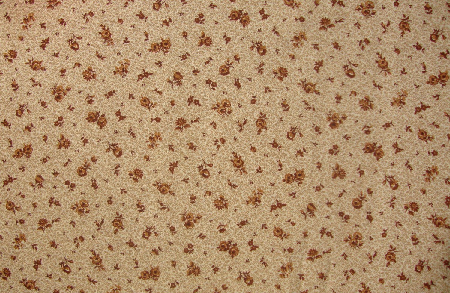 5/8 Yard Brown Flower Calico on Cream Cranston Print Works VIP Fabric Bolt End