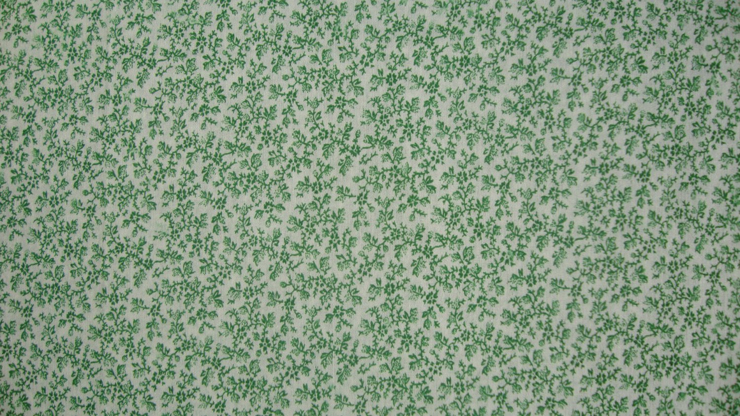1/2 Yard Green Flower Calico on White 36" Wide Fabric Bolt End