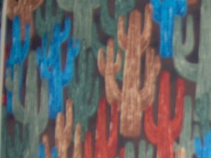 FQ Bears West Packed Cactus Blue Allover Southwest Desert Cotton Fabric Fat Quarter