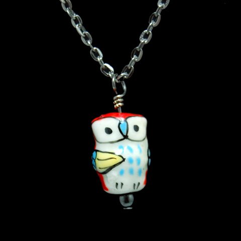 Red Owl Pendant Necklace