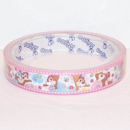 Chip 'n Dale Deco Tape #2 Pink & White w/ Mini Mushrooms Kawaii