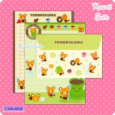 Tenorikuma Coffee, Cakes, & Donuts Letter Set by Sanrio Kawaii Doughnuts