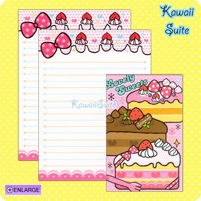 Lovely Sweets Letter Set A *Strawberry, Vanilla, & Chocolate Cakes* by Kamio Japan Kawaii