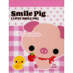 Q-Lia *Smile Pig* Mini Memo Pad Kawaii Cute Pink Pigs Chicks Birds Apples