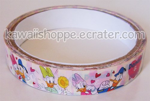 Disney Donald Duck Deco Tape #1 White w/ Pink Red Hearts