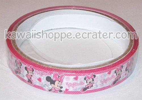 Disney Minnie Mouse Deco Tape #7 Pink & White w/ Polka Dots Hearts
