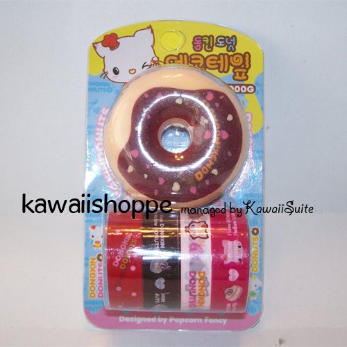(C1) Kawaii Dongkin Donuts 4 Deco Tapes 1 Tape Dispenser