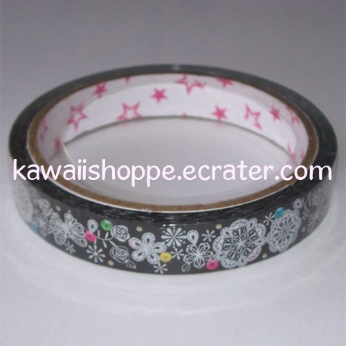 Mind Wave Icy Black Snowflake Flower Deco Tape - Kawaii
