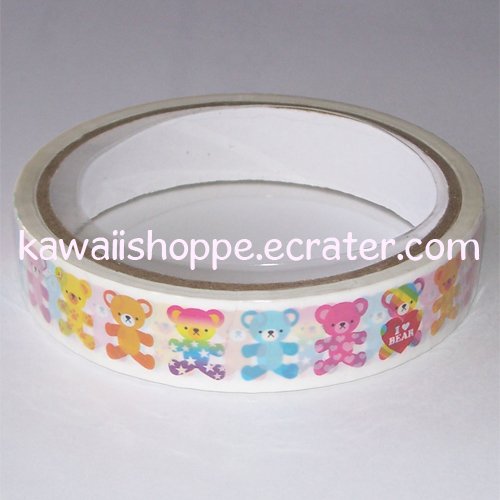 Kamio Japan Colorful *I Heart Bear* Deco Tape - Kawaii Teddy Bears Cute