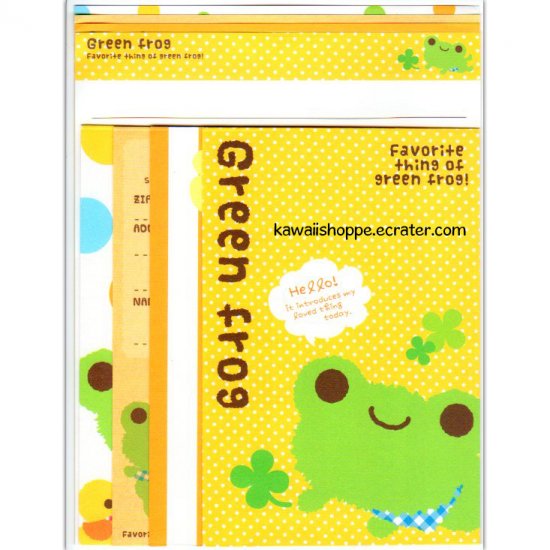 Q-Lia Green Frog Letter Set Kawaii