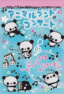 San-X Animal Land Concert Mini Memo Pad - Kawaii Panda Bear Music Notes Piano