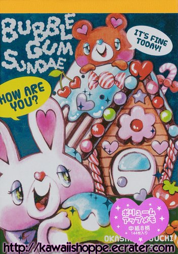 Q-Lia Bubble Gum Sundae Memo Pad Kawaii Stationery Gingerbread House Candies Sweets