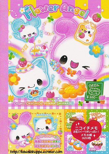Kamio Japan Flower Angel Memo Pad Kawaii Stationery Ice Cream Desserts Flowers Cupcakes Strawberries
