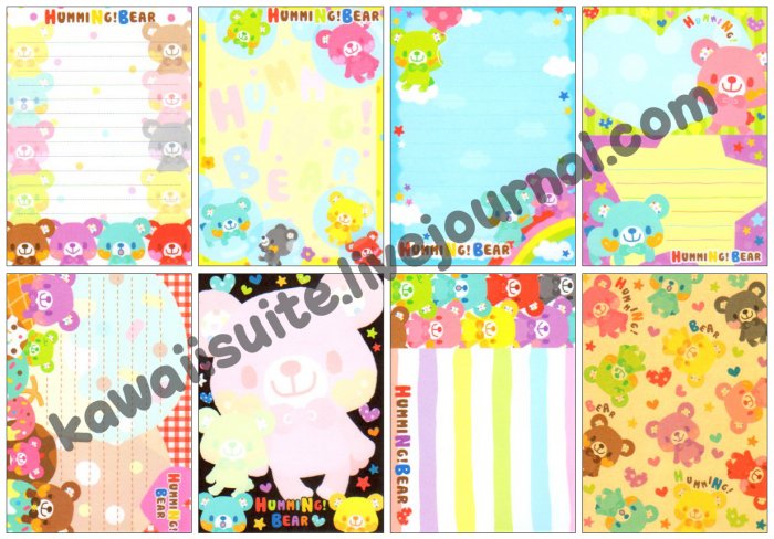 Q-lia Humming Bear Loose Memo Sheets #069 Kawaii