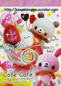 Kamio Japan Cafe Cafe Mini Memo Pad - Kawaii lollipops bears